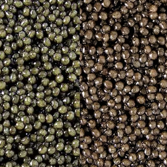 Close-up of Kaluga and Ossetra Caviar Pearls
