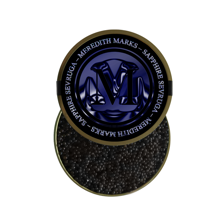 Meredith Marks Sapphire Sevruga caviar, known for its bold brine and small-sized beads.